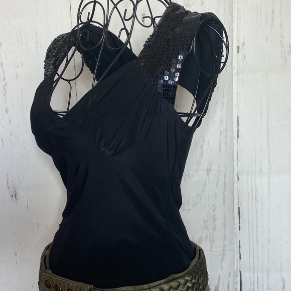 Sexy Black Top with Sequins - Picture 1 of 7